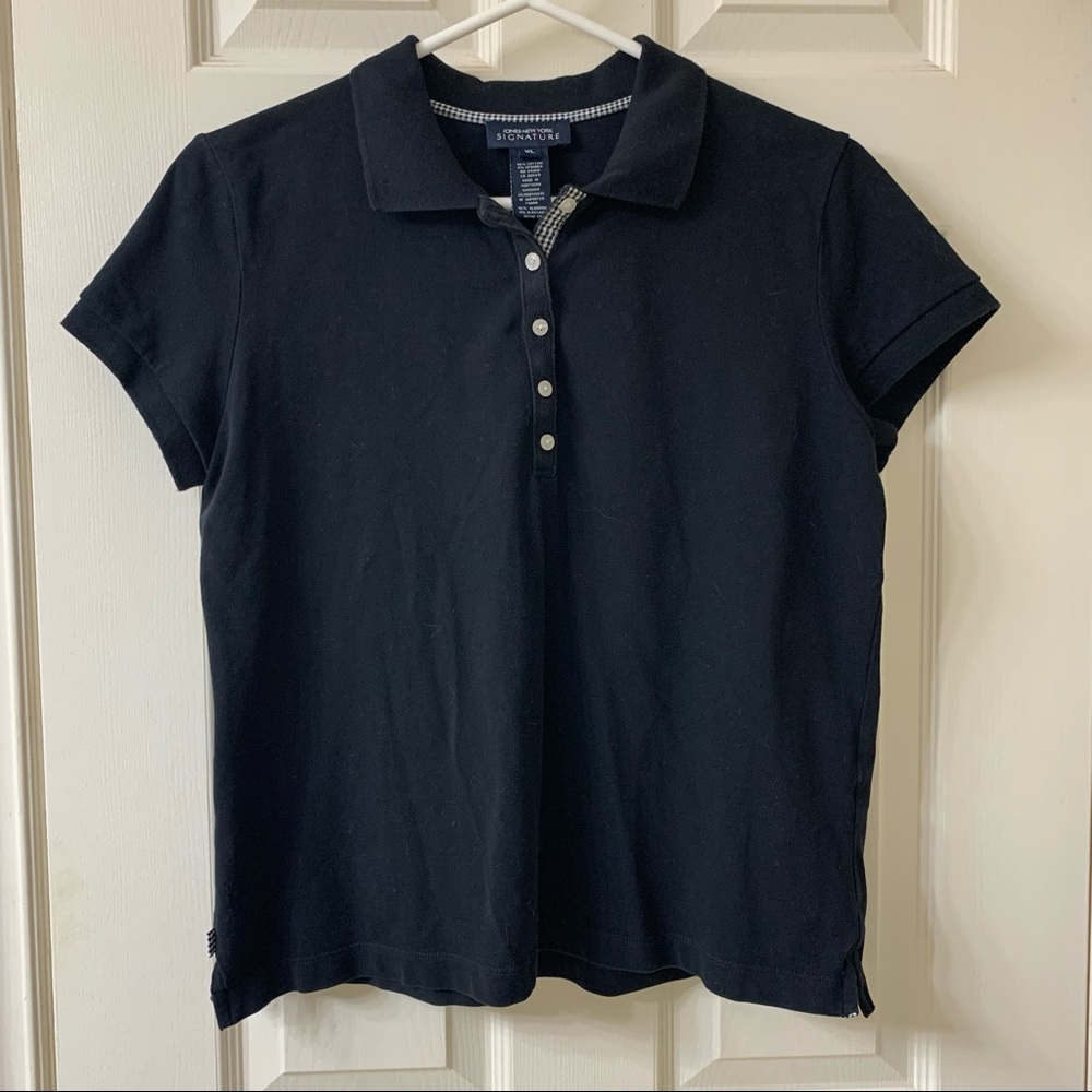 🌷3 for $25🌷Jones New York Signature, US XL, Black & White Gingham Trim Tee Shirt